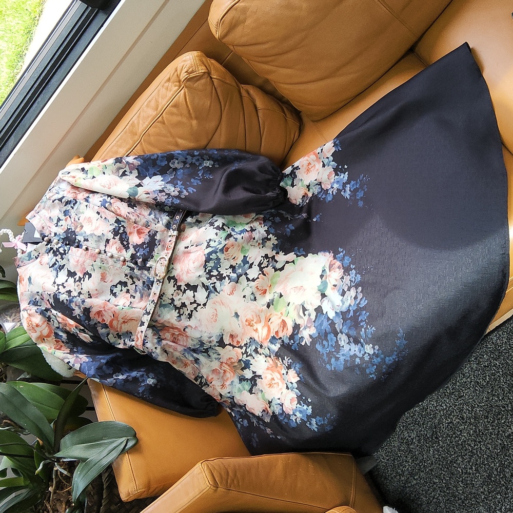 Floral Long Sleeve Dress with Belt